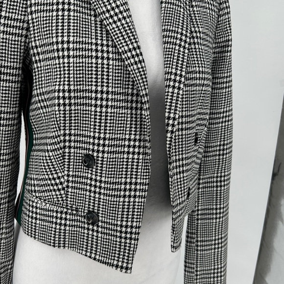Miss Selfridge Women's Cropped Houndstooth Blazer BlackWhite Double Breasted Sz4 - Picture 4 of 12